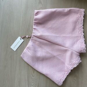 Coralyn Tweed Lace Trimmed Shorts strawberry pink